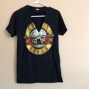 Guns N’ Roses v neck cut out black T-shirt